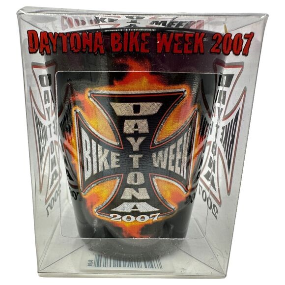 Daytona Beach Bike Week Cross Black Shot Glass 2007 - Picture 2 of 5